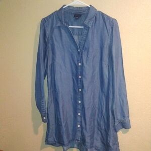 J Jill Denim Dress/Tunic Length Button Down Chambray Long Sleeve S